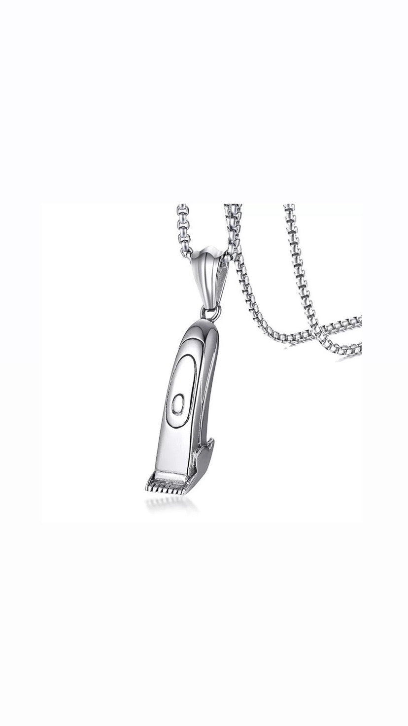 Barber "CLIPPER" necklace - silver colored metal
