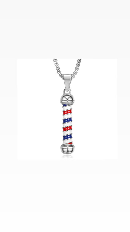 Barber Pole necklace - with silver colored metal chain