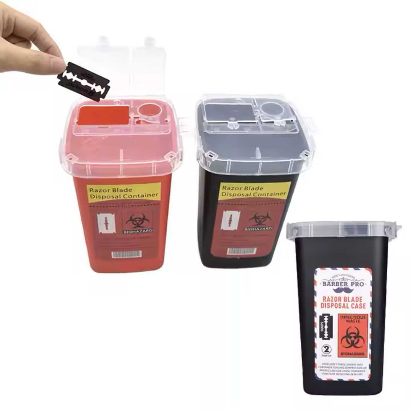 Used razor blade storage container